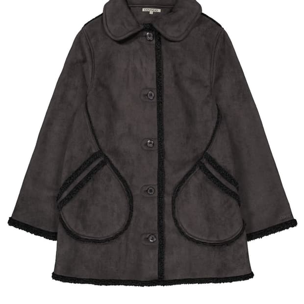 코이세이오 round collar suede jacket charcoal