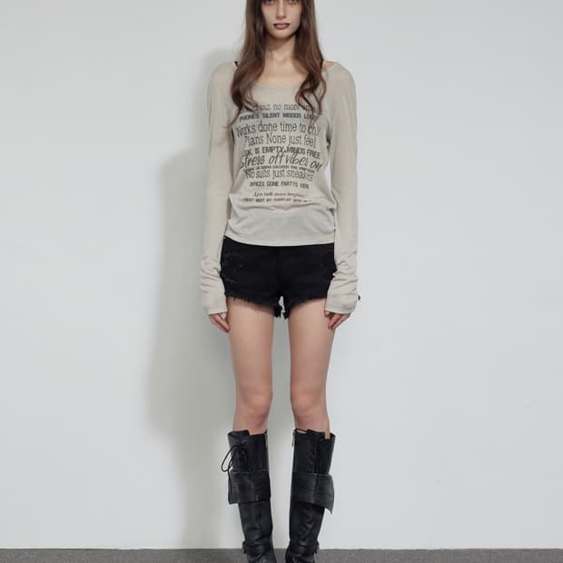 보헤미안서울 SMUDGED LETTERING T, BEIGE