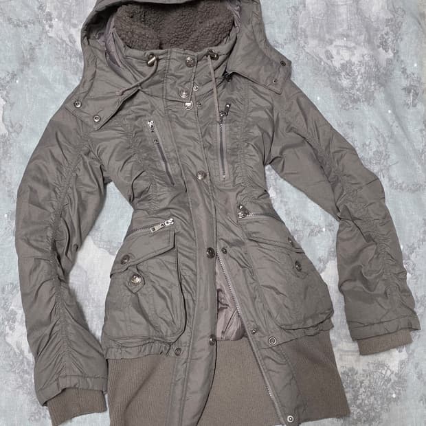 돌리엔젤 펑크 락시크 후드 셔링 투웨이 봄버 패딩 집업 y2k goa