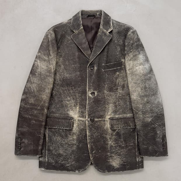빈티지 레더 블레이저