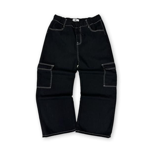 스티치 밴딩 팬츠 블랙