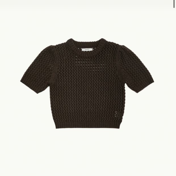 아모멘토 BALLOON SLEEVE CROCHET PULLOVER 브라운