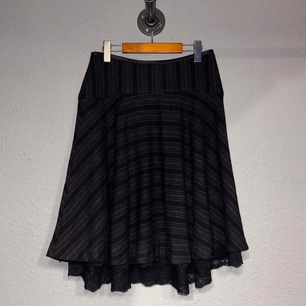 빈티지 디테일 모 미디스커트