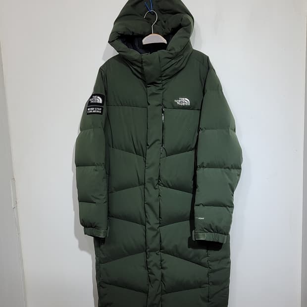 (L) 노스페이스 거위털 롱패딩 다운코트 카키 구스다운 패딩코트 