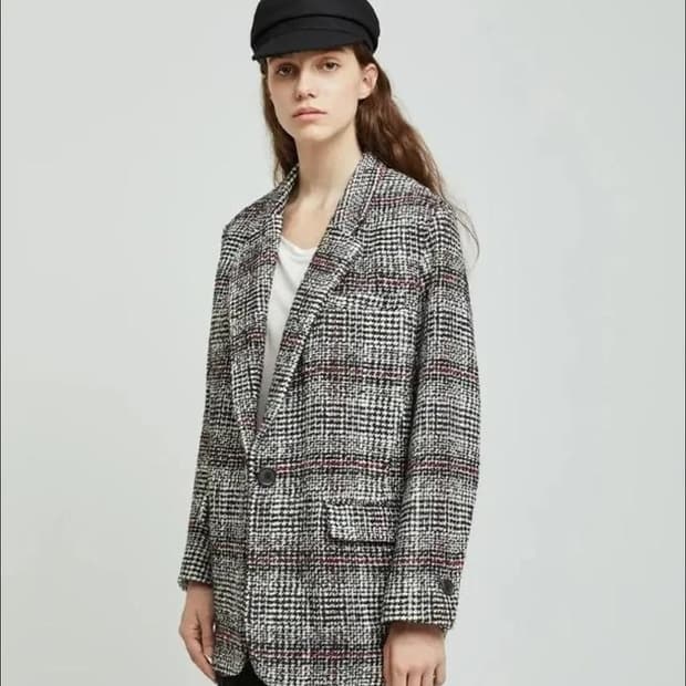 이자벨마랑 에뚜왈 버진울 트위드 체크 자켓 36사이즈