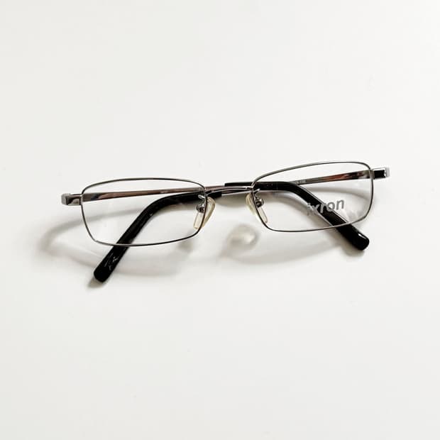 90s IXRON 건메탈 슬림 스퀘어 긱시크 빈티지 안경