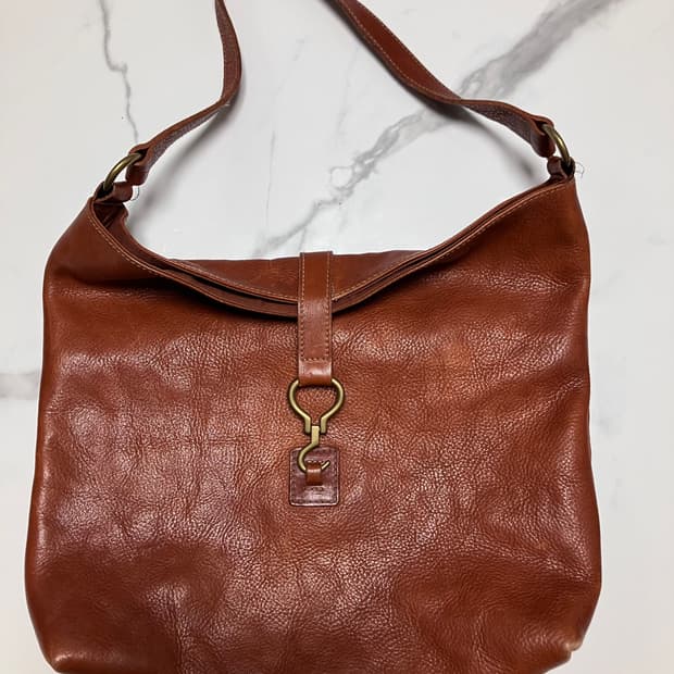 랄프로렌 빈티지 가죽 숄더백 후크 브라운