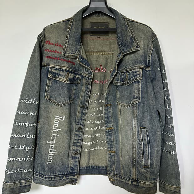 MADCOW 프린팅 데님 자켓 2XL