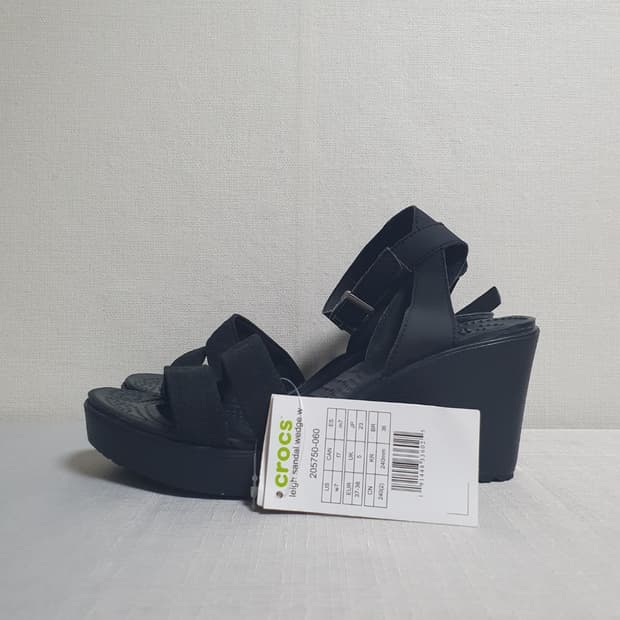 크록스 레이 웨지 샌들 블랙 240mm