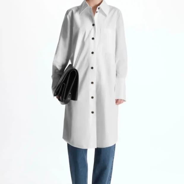 COS 코스 화이트 셔츠 원피스 릴랙스핏 드레스 40