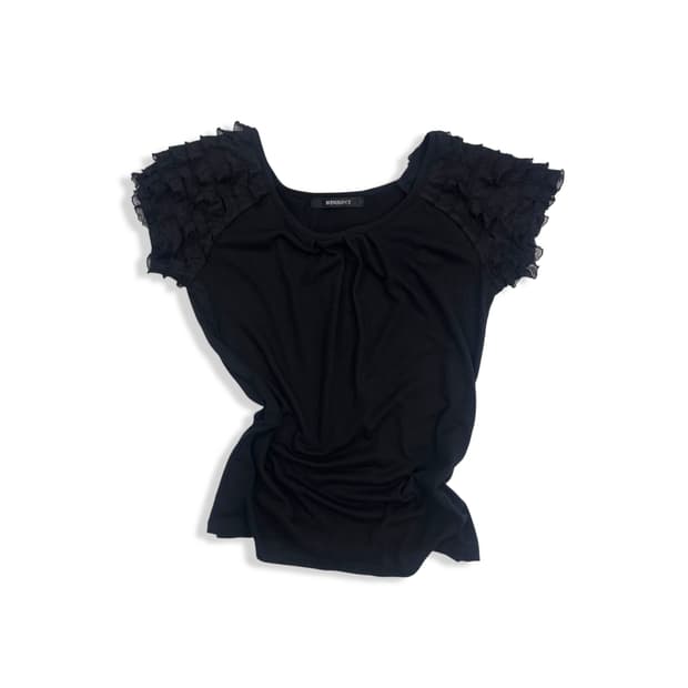 Frill Cap Shoulder Drape Top