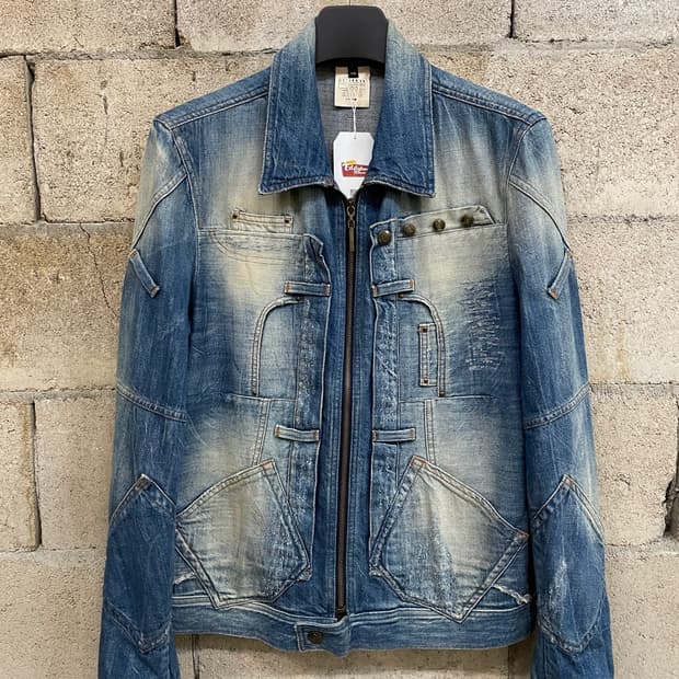 저스트 카발리 멀티 포켓 데님 자켓