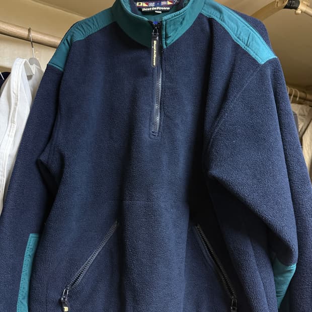 <처분가> 플리스 하프집업 네이비/그린