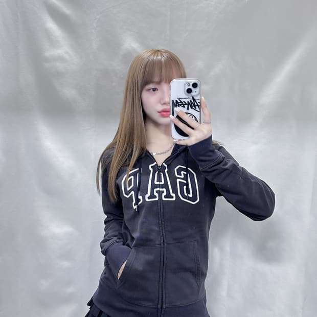 GAP 갭 초코브라운 빅로고 후드집업 