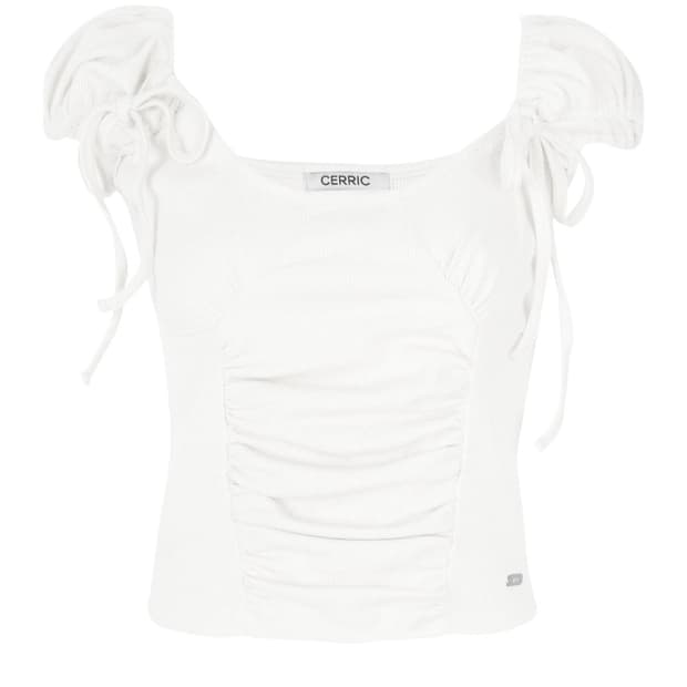 세릭 셔링 하프 탑 화이트