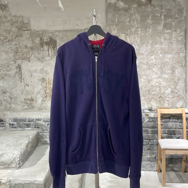 스투시 퍼플 어센틱 스펠 아웃 후디 집업