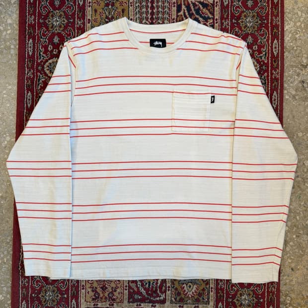 스투시 스트라이프 포켓 롱슬리브 [ 105-110 ]