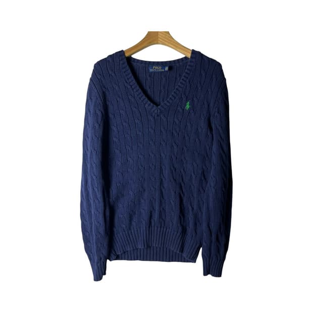 [Polo] 폴로랄프로렌 브이넥 꽈배기니트