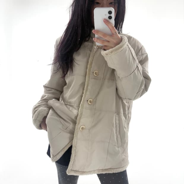 Ivory Quilted Fur Jacket
