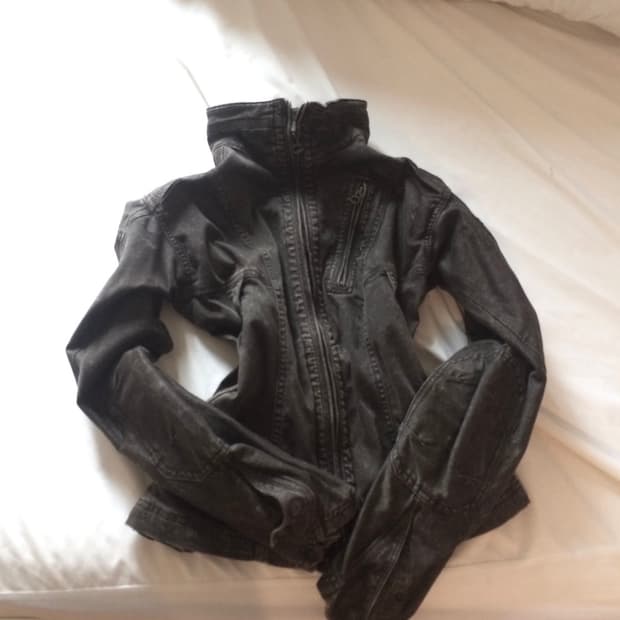 y2k 워크 자켓 워싱 절개 라인 패치 지퍼 펑크 집업