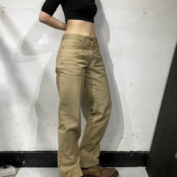 일본 빈티지 타케오 베이지 워싱 워크 데님 팬츠 