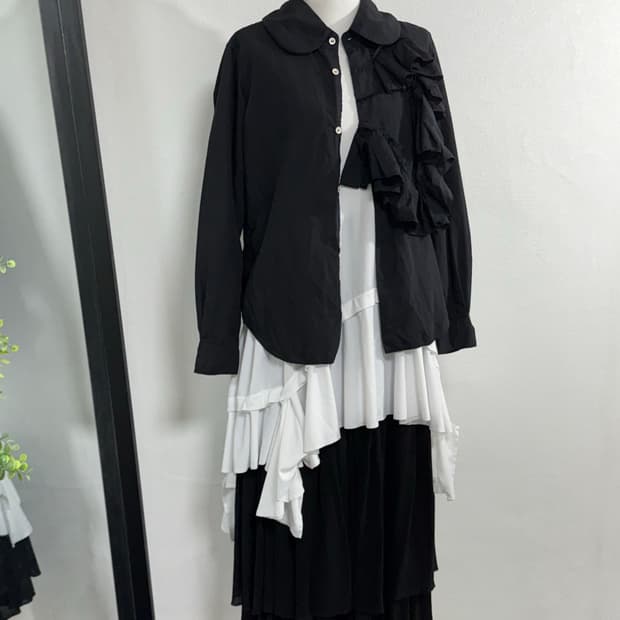 18ss 꼼데가르송 메인라인 폴리 프릴셔츠 s