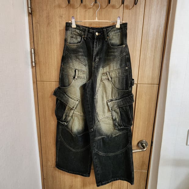 (S)트릴리온 더블 레이어 카펜터 카고 데님 팬츠