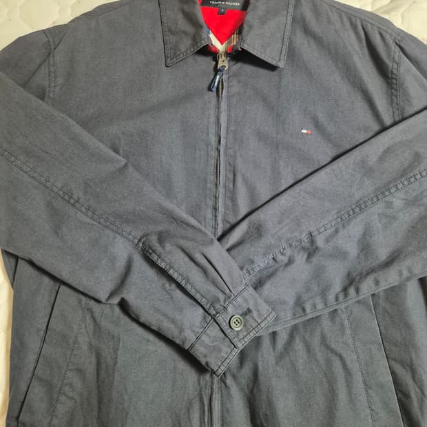 타미힐피거 코튼 스탠넥 블루종 자켓 L