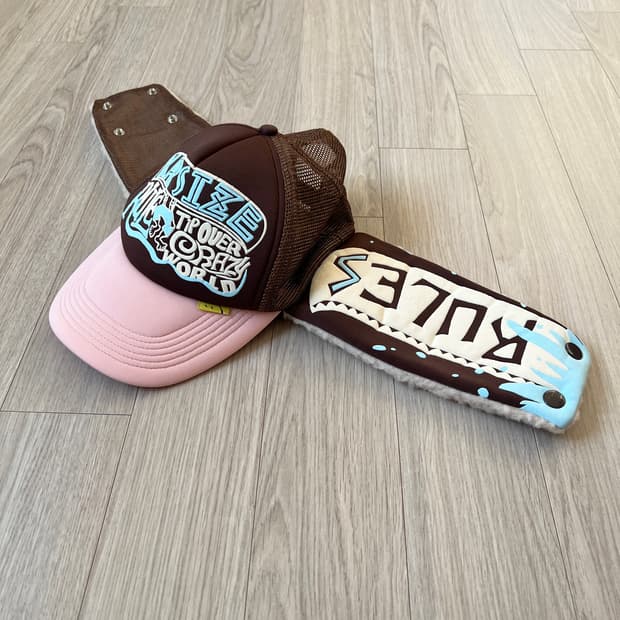 KAPITAL 캡사이즈 룰 pt 럼버 트럭 캡 브라운 핑크