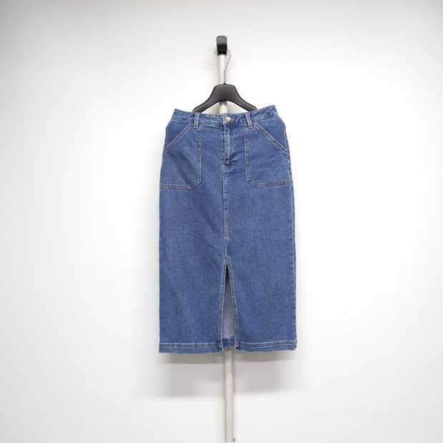 게스 생지 중청 데님 롱 스커트 44