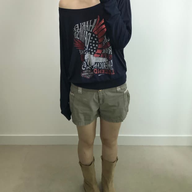 할리데이비슨 오프숄더 티셔츠