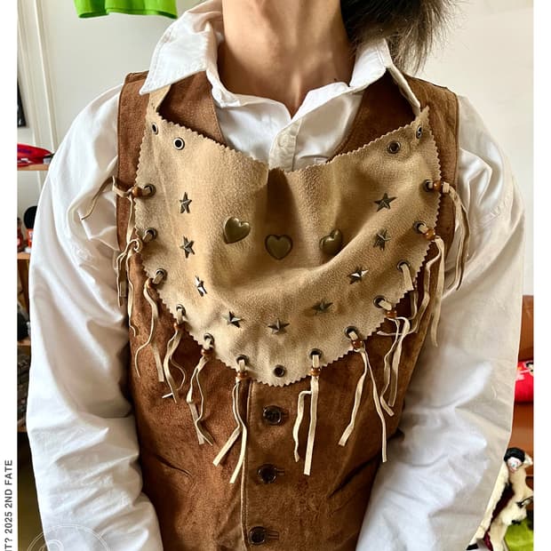 Western Vintage Leather Fringe Scarf