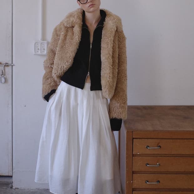 브리드 크롭램 퍼자켓