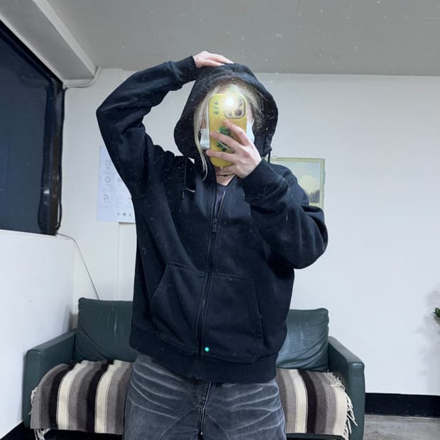 투티/0108 나이키 검정 기모 블랙 후드집업