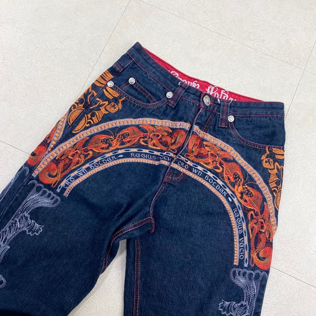  크라운홀더 빈티지 Y2K 풀자수 데님 팬츠(30)  ﻿