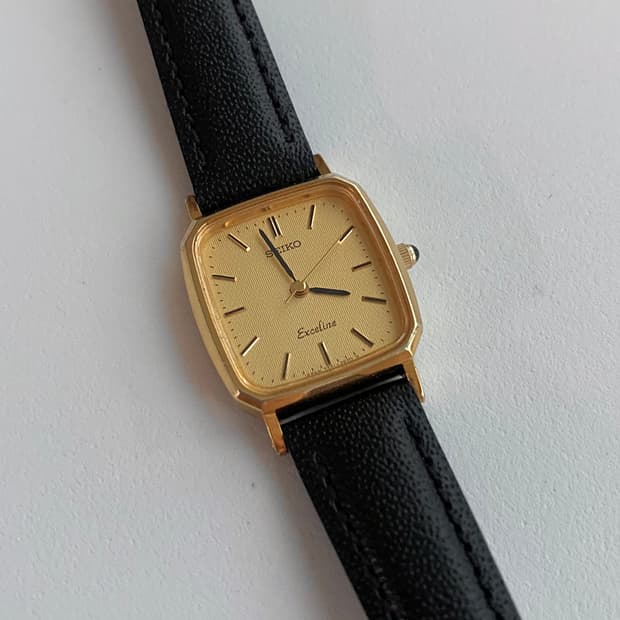 Seiko 세이코 엑셀린 쿼츠 스퀘어 골드
