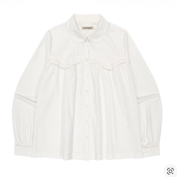 코이세이오 러프 컷 프릴 셔츠 아이보리