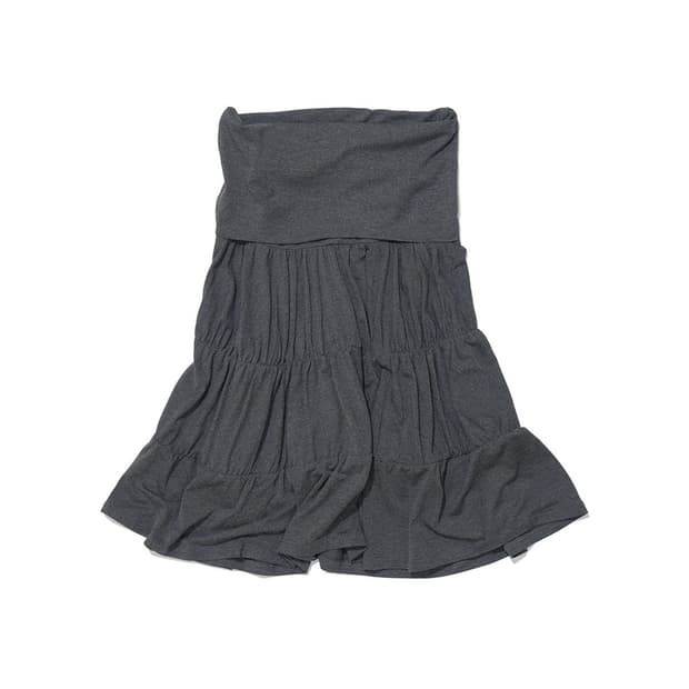 파르티멘토우먼 PWC 저지 셔링 티어드 미디 스커트 차콜멜란지
