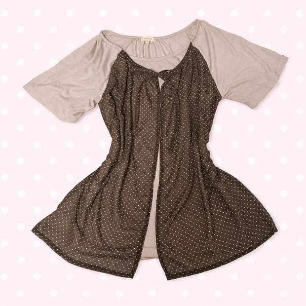 모리걸 초코 도트 리본 반팔