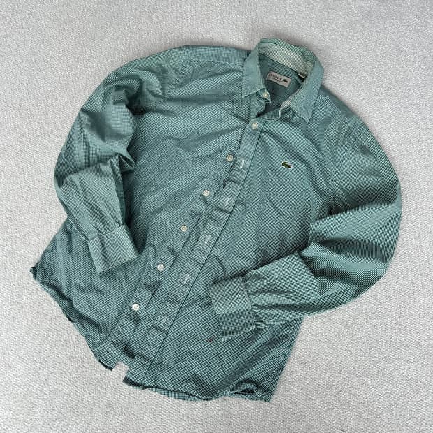 라코스테 그린 체크 긴팔 셔츠 s