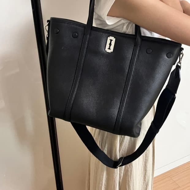 분크 토크 스퀘어 백 L 라지 블랙 크로스백 토트백 쇼퍼백