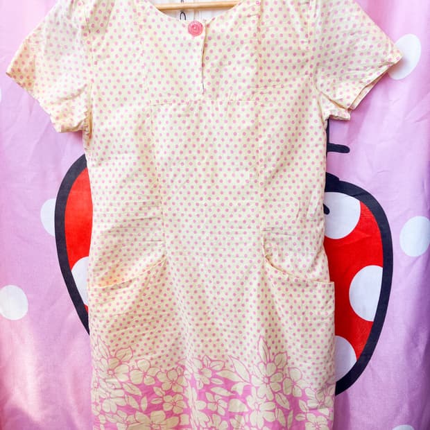 jpn 레몬핑크 도트 원피스