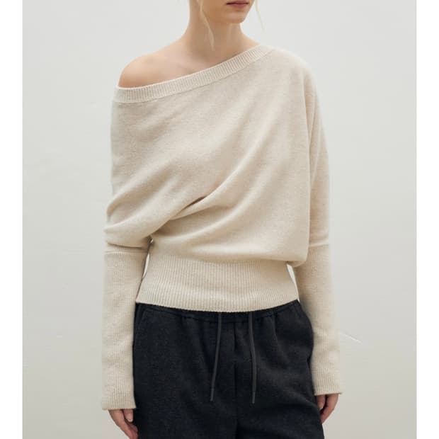 LAMEREI. baby alpaca off shoulder knit