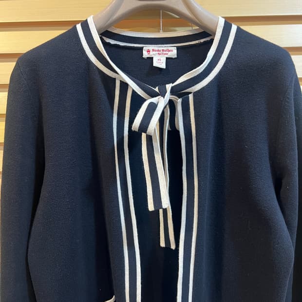 브룩스브라더스 여성 네이비 타이넥가디건 오픈가디건