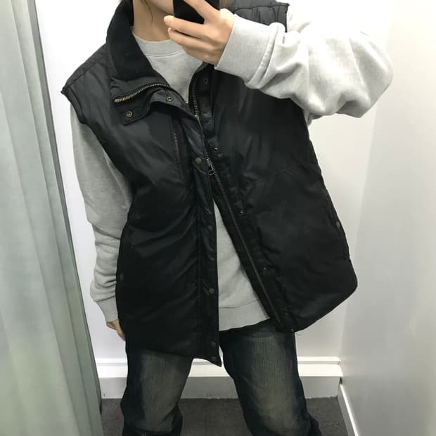 폴로 블랙 투웨이 패딩조끼