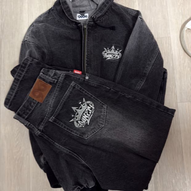 L size) 9090 king logo denim셋업 판매합니다!