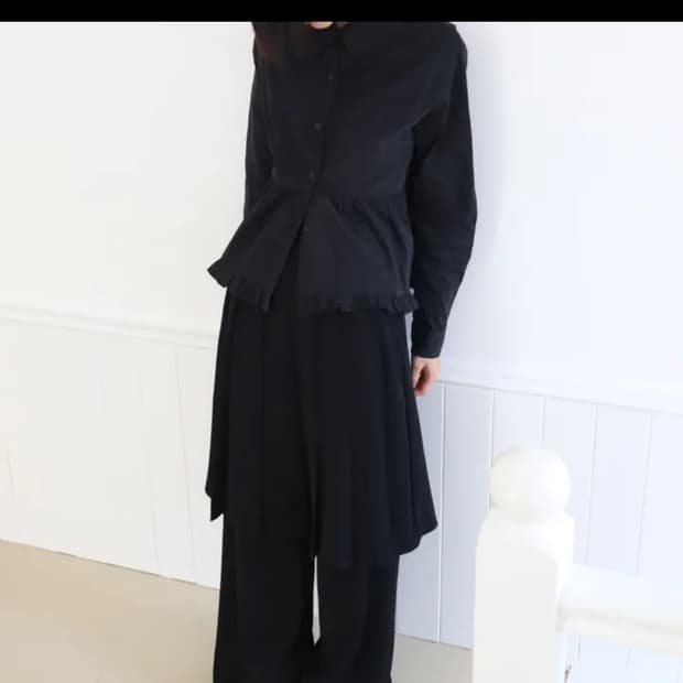 김미 린즈 플리츠 롱 스커트 팬츠