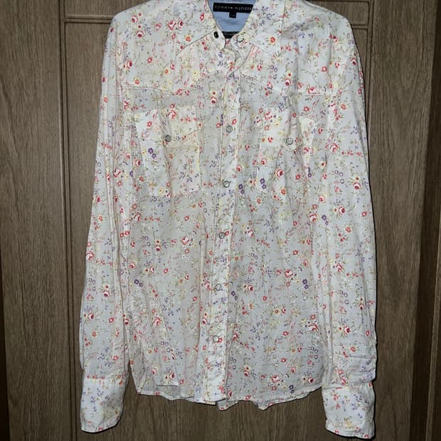 플로럴 화이트 웨스턴 셔츠