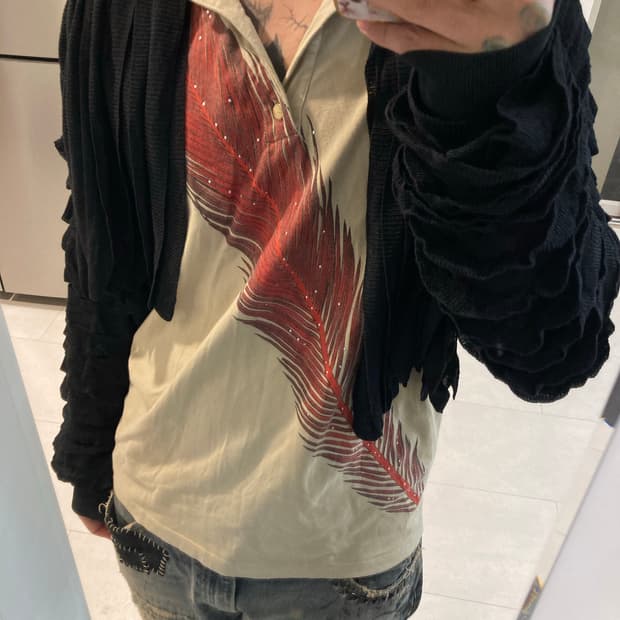 2000s휴고보스 깃털 롱슬리브 카라티