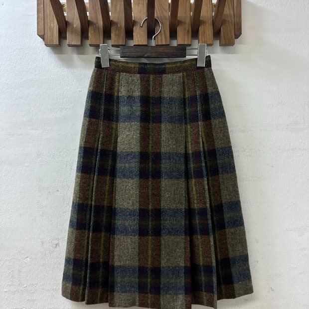 일본빈티지 체크 울 스커트 